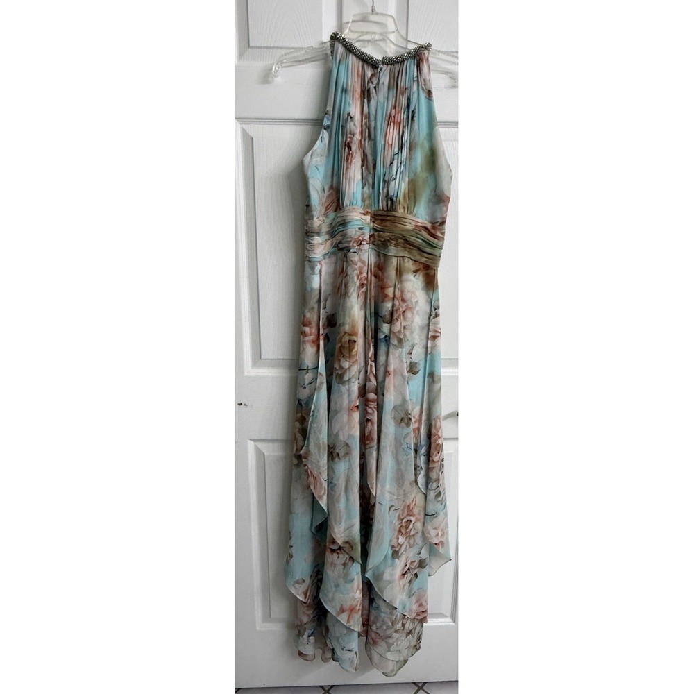 Calvin Kline sleeveless halter dress size 12 long flowy floral pattern - Picture 8 of 8